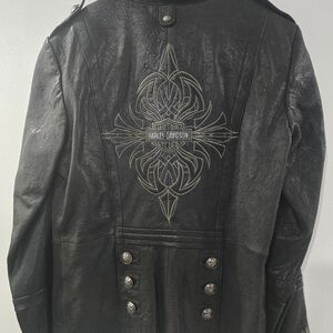 Harley-Davidson Women's Black Leather Jacket with Silver Embroidery
